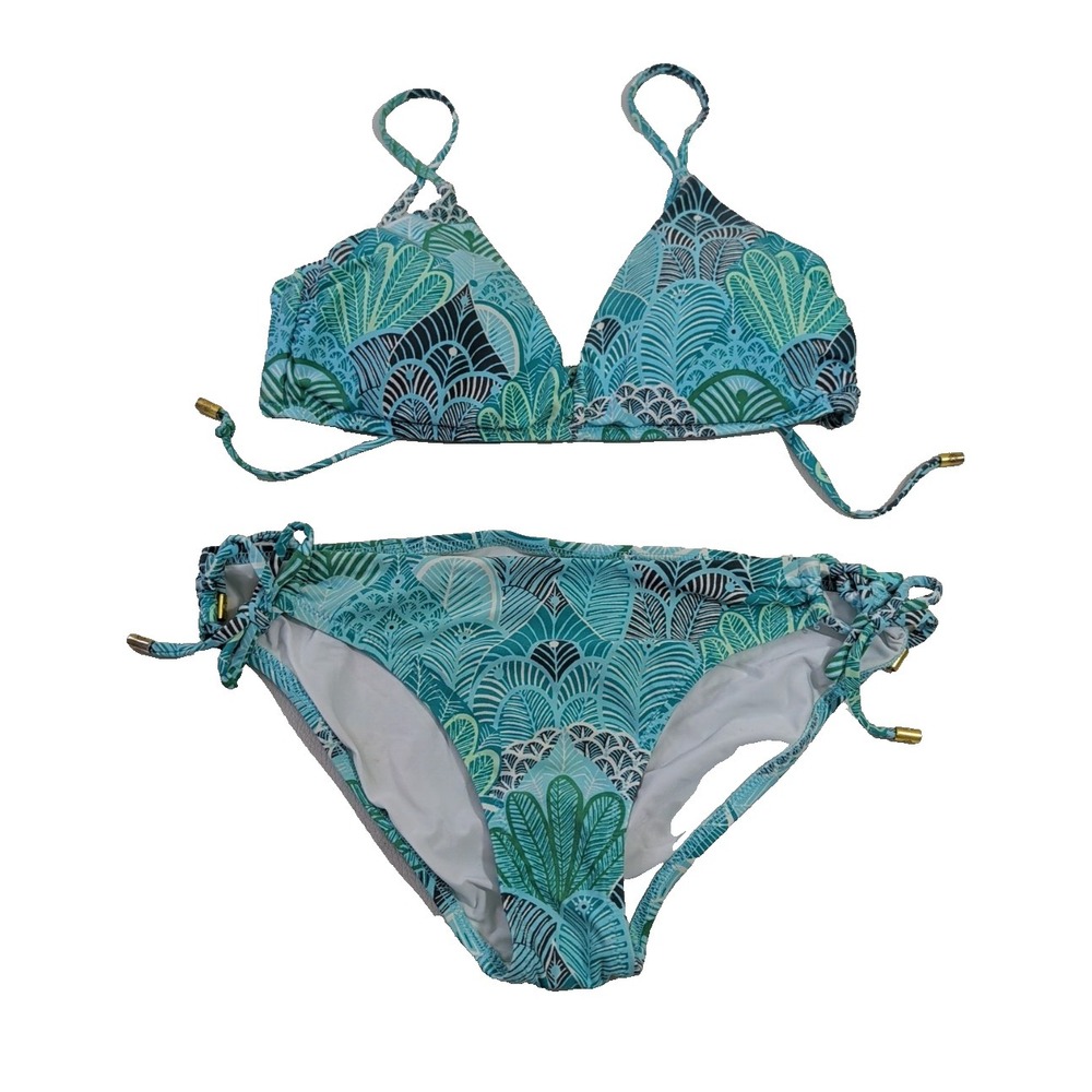 Helen Jon Bikini Swim Set Womens M Blue Dominica Floral‎ Beach Pool Vacation